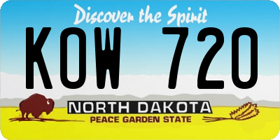 ND license plate KOW720
