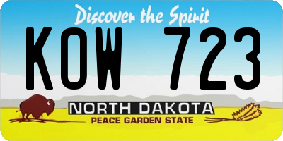 ND license plate KOW723