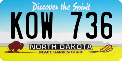 ND license plate KOW736