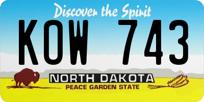 ND license plate KOW743