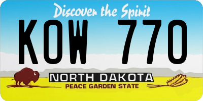 ND license plate KOW770