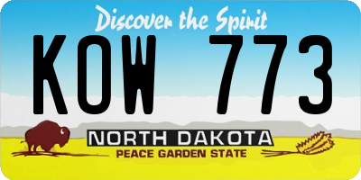 ND license plate KOW773