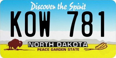ND license plate KOW781