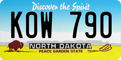 ND license plate KOW790