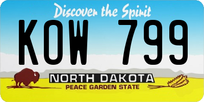 ND license plate KOW799