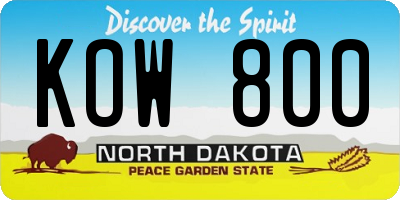 ND license plate KOW800