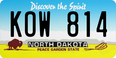 ND license plate KOW814