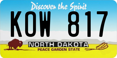 ND license plate KOW817