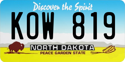 ND license plate KOW819
