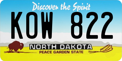 ND license plate KOW822