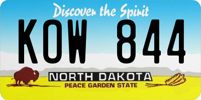 ND license plate KOW844