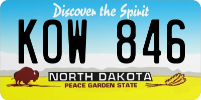 ND license plate KOW846