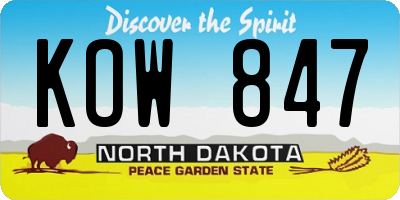 ND license plate KOW847