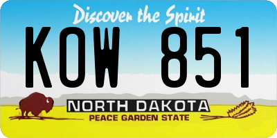 ND license plate KOW851