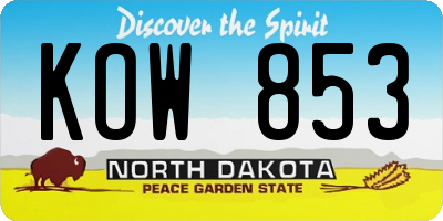 ND license plate KOW853