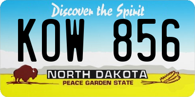 ND license plate KOW856