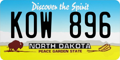 ND license plate KOW896