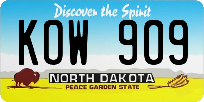 ND license plate KOW909