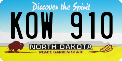 ND license plate KOW910