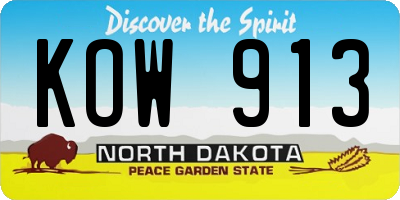 ND license plate KOW913
