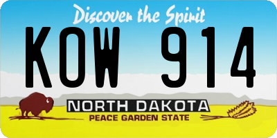 ND license plate KOW914