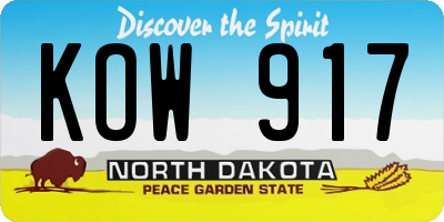 ND license plate KOW917