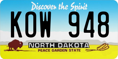 ND license plate KOW948
