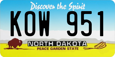 ND license plate KOW951