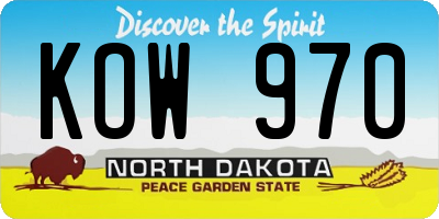 ND license plate KOW970