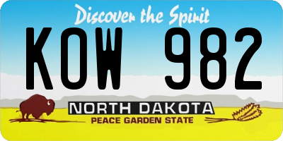 ND license plate KOW982