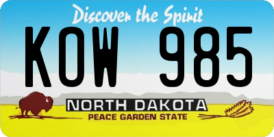 ND license plate KOW985