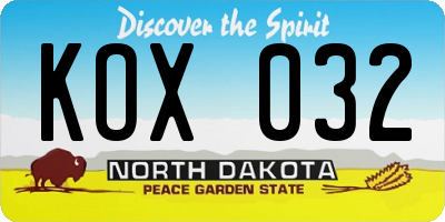 ND license plate KOX032