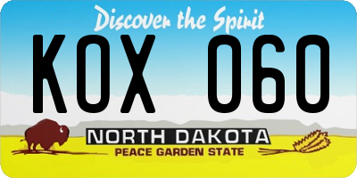 ND license plate KOX060