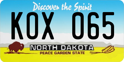 ND license plate KOX065