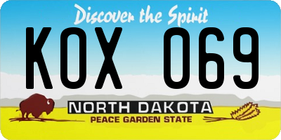 ND license plate KOX069