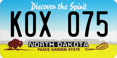 ND license plate KOX075