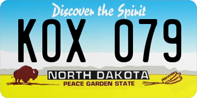 ND license plate KOX079