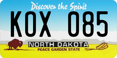 ND license plate KOX085