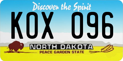 ND license plate KOX096