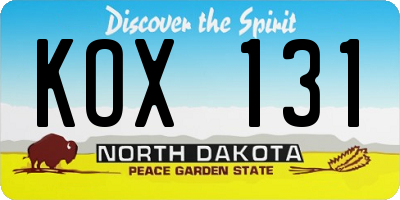 ND license plate KOX131