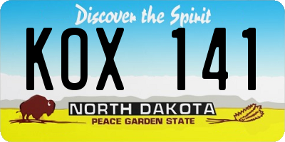 ND license plate KOX141