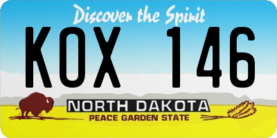 ND license plate KOX146