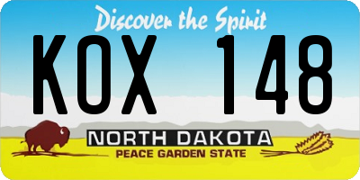 ND license plate KOX148