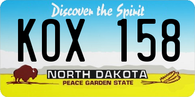 ND license plate KOX158
