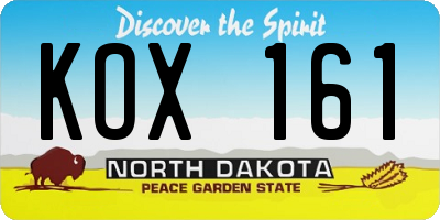 ND license plate KOX161