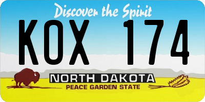 ND license plate KOX174