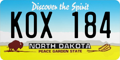 ND license plate KOX184
