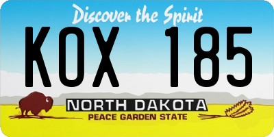 ND license plate KOX185