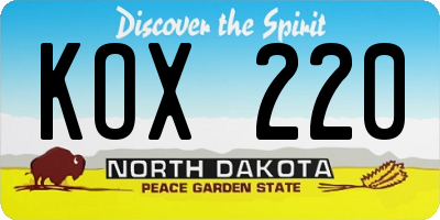 ND license plate KOX220