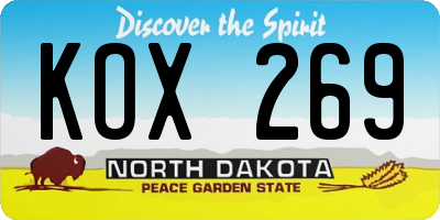 ND license plate KOX269